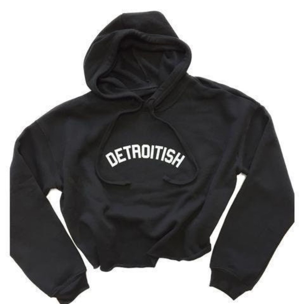 Black 'Detroitish' Hoodie crop top